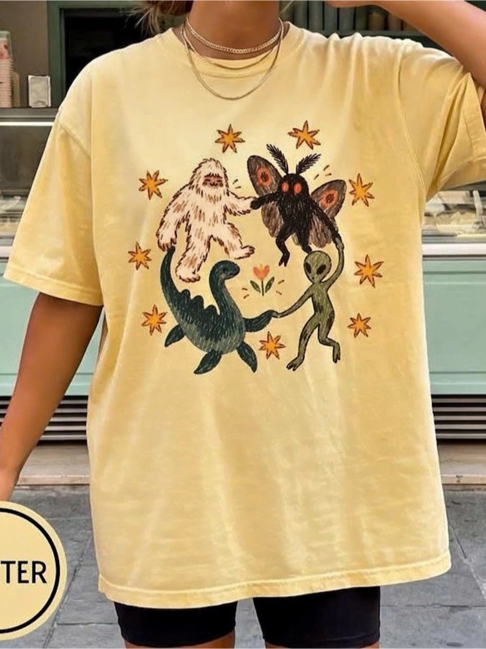 Graphic Short Sleeve Tee in Yellow Like New